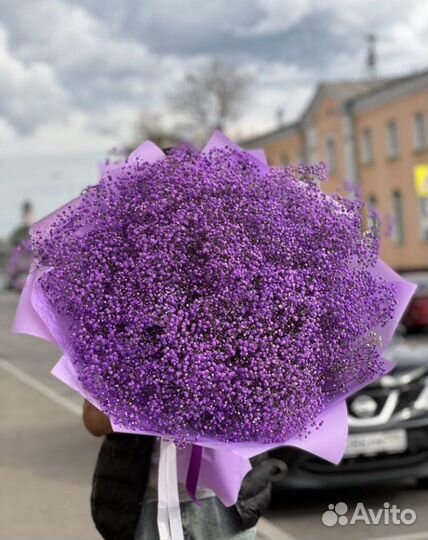 Букеты гиганты из гипсофилы, цветная гипсофила