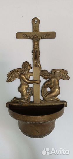 Бронзовый крест, распятие с чашей, до 1950гг