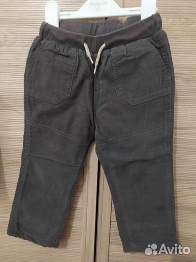 Рубашка в клетку 98 р-р, брюки вельветовые 92 р-р