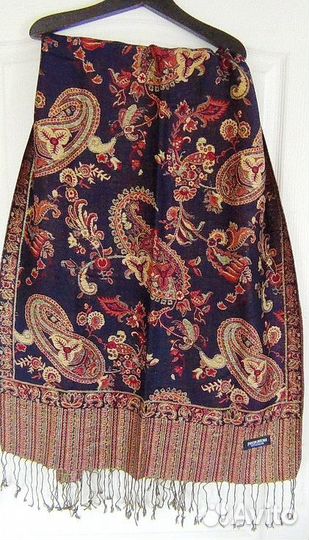 Палантин двусторонний бахрома Пашмина