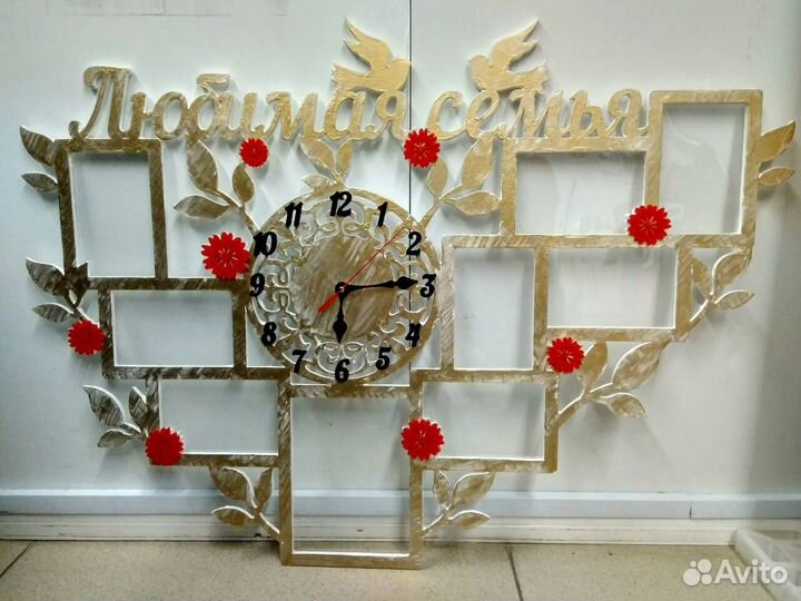 Фоторамка на стену с часами