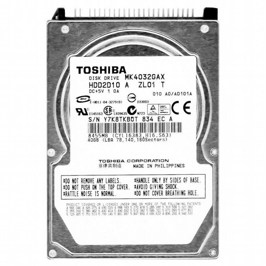 [MK4032GAX] Жесткий Диск Toshiba 40gb Ide 2,5" Mk4032gax