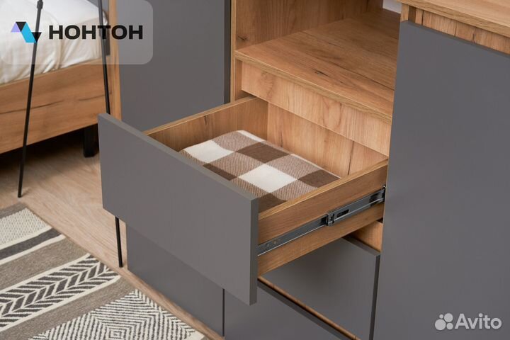 Комод Ирма дуб крафт золото / серый графит