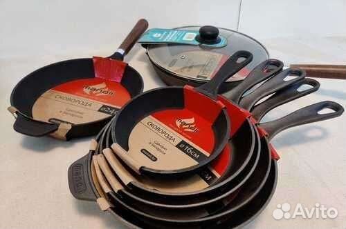 Сковорода чугунная с ручкой16см.20см.22.24см.26см