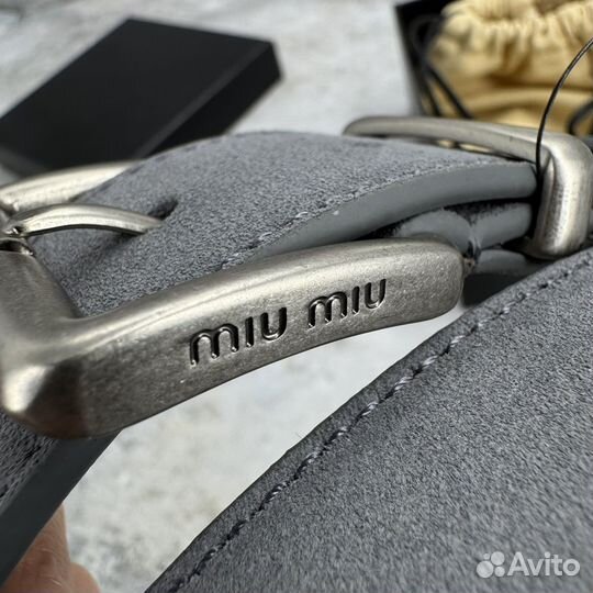 Ремень Miu Miu серый
