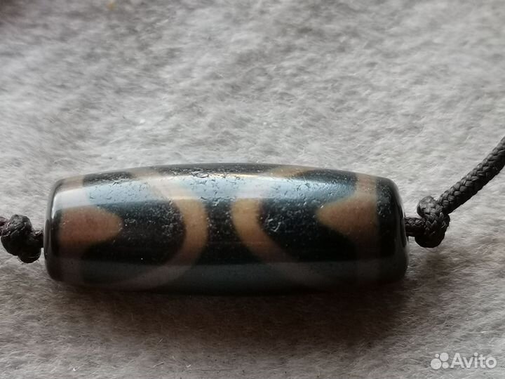 Бусина Дзи 1 глаз.Чёрный агат. Амулет. Тибет