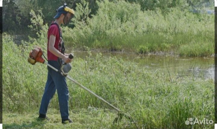 Скосить траву тримером