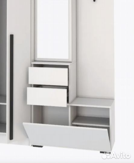 Прихожая белая Бостон вешалка с зеркалом и тумбой