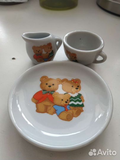 Чашка блюдце молочник детская посуда