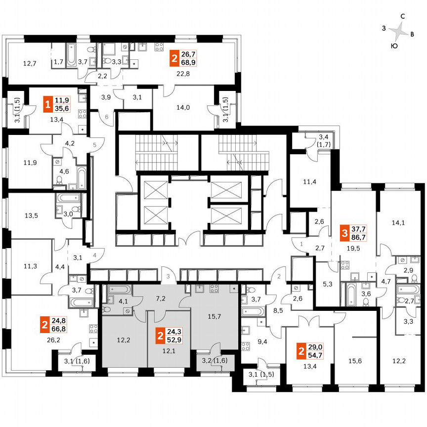 2-к. квартира, 52,6 м², 25/25 эт.