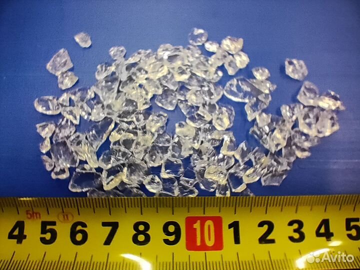 Стеклянная крошка, битое стекло прозрачное цветное