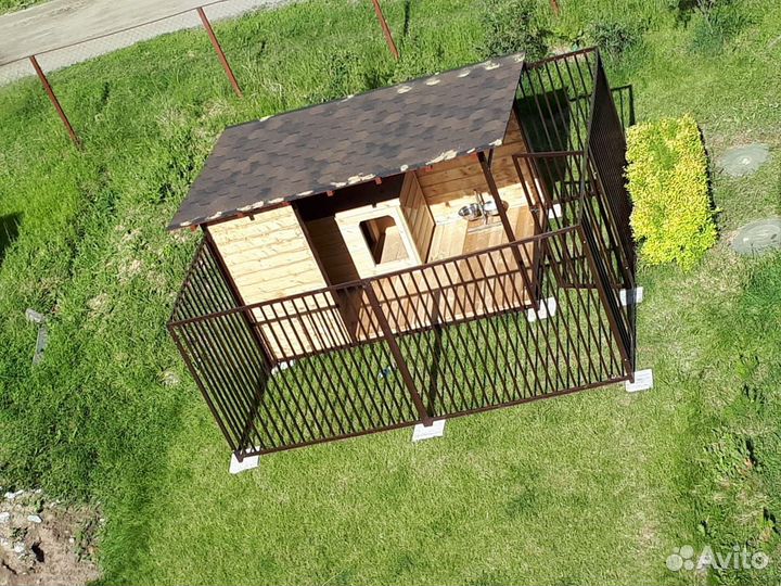 Вольер 3х2 с выгулом и мягкой кровлей