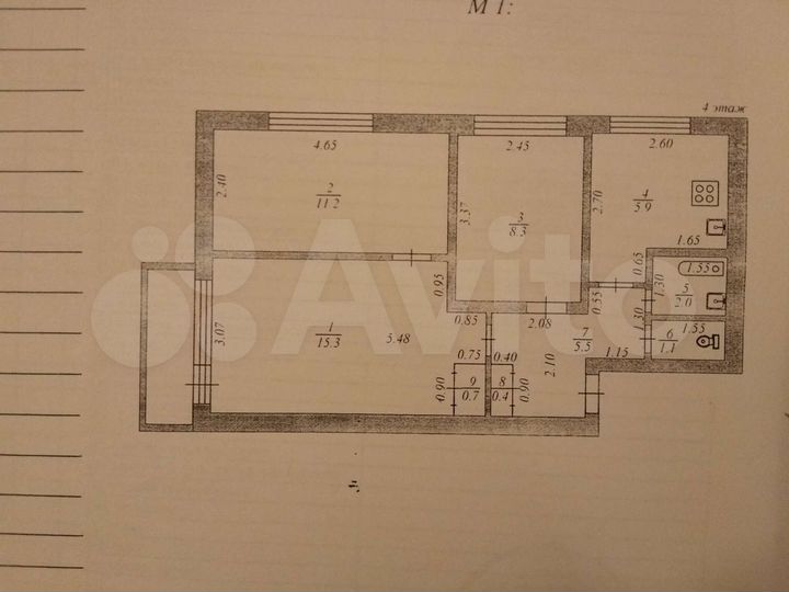 3-к. квартира, 50,4 м², 4/5 эт.