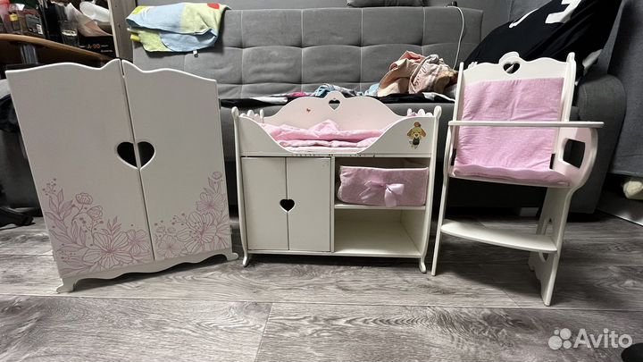 Детский набор мебели для кукол из дерева