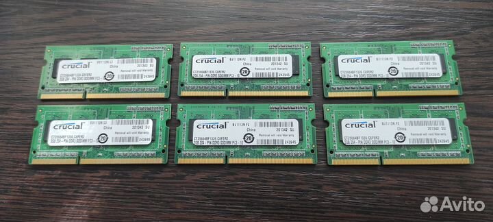 Оперативная память DDR3 Crucial 2GB 1333 SO-dimm