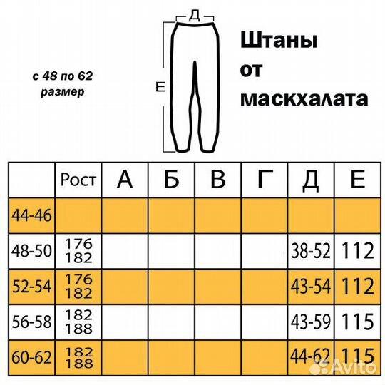 Штаны/брюки от маскхалата с 48 по 62 размер