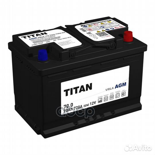 Аккумулятор titan AGM Stop&Go 70 А/ч Обратная R