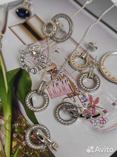 Серьги кольцо Pandora Логомания