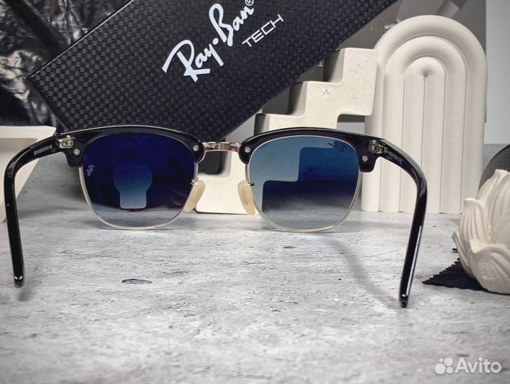 Очки Ray Ban Клабмастер серебристые