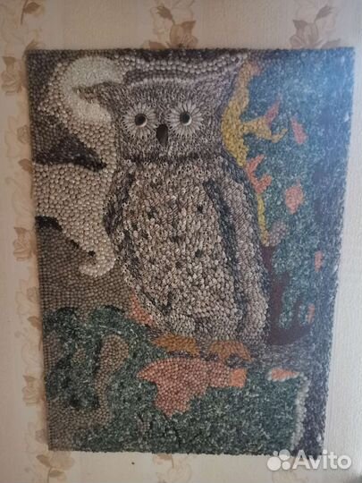 Сова картина из ракушек