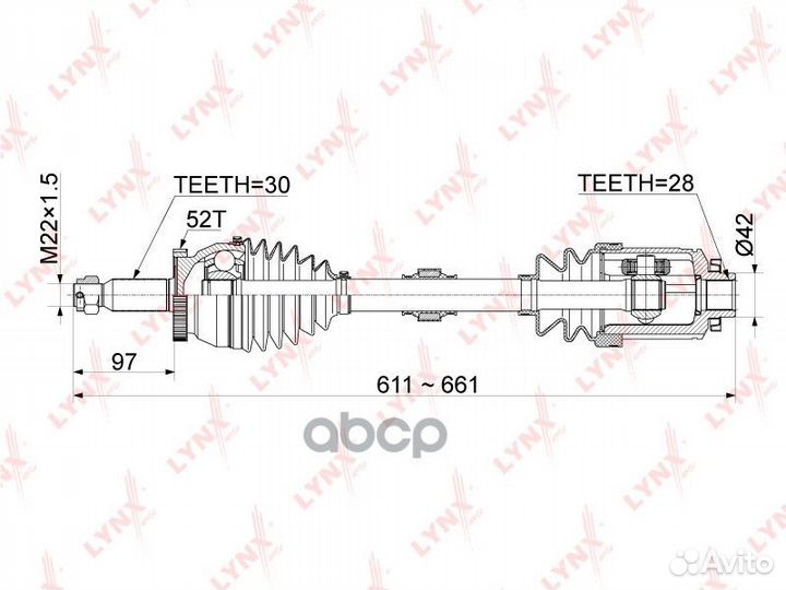 Привод в сборе перед прав CD1055A lynxauto