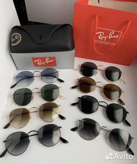 Очки ray ban round metal пепельные