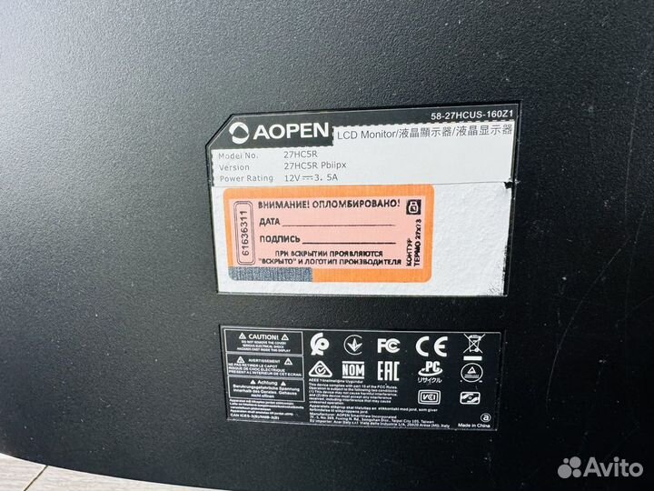 Монитор Aopen 27HC5RPbiipx 165 Гц