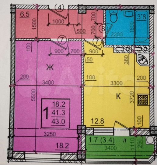 1-к. квартира, 43 м², 9/9 эт.