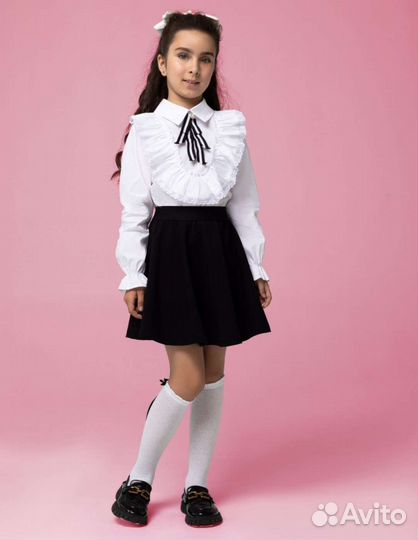 Блузка для девочки новая рубашка школьная белая