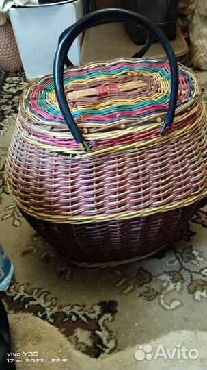 Корзина плетеная круглая большая