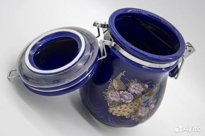Банка фарфор luxe (с птицами) для табака