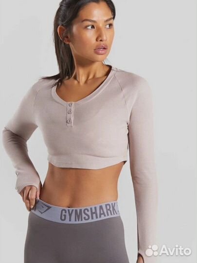 Топ из хлопка Gymshark legacy fitness LS crop M