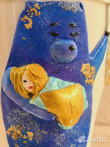 Кружка с декором из полимерной глины