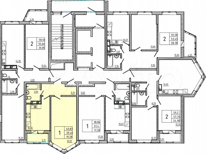 2-к. квартира, 40,8 м², 11/18 эт.
