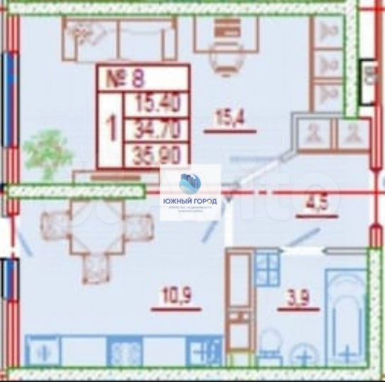 1-к. квартира, 34,7 м², 2/23 эт.