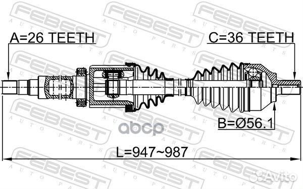 Привод в сборе перед прав 2714S40RH Febest