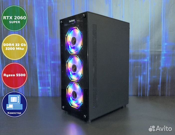 Сборка мощного пк AMD5500-RTX2060SUP-32DDR4-IOZ835176920-A520