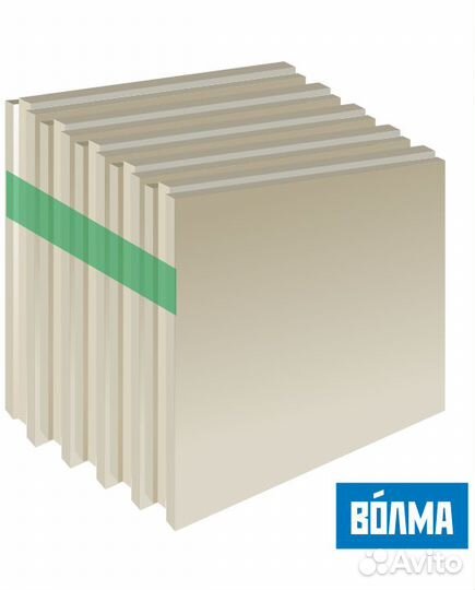 Плита гипсовая пазогребневая полнотелая Волма, 80