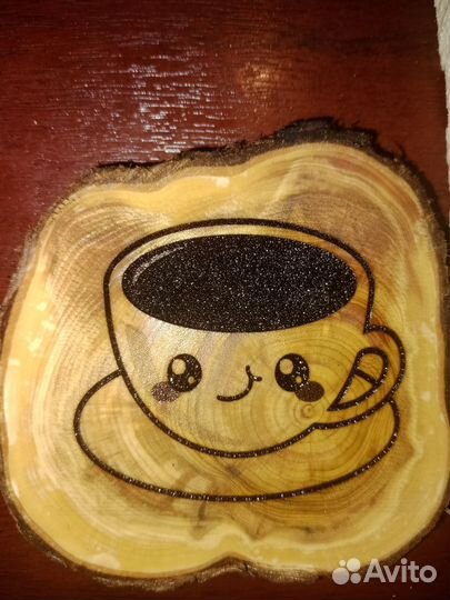 Подставка для чашки, можжевеловый спил