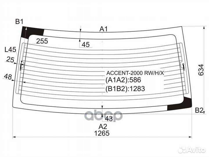 Стекло заднее с обогревом hyundai accent (сборк