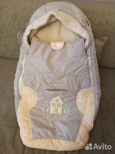 Зимний конверт в коляску, на овчине