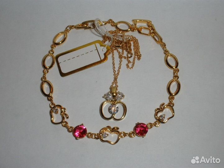 Комплект позхолоченный (браслет+кулон+цепь) №р5