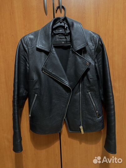 Кожаная куртка косуха massimo dutti XS