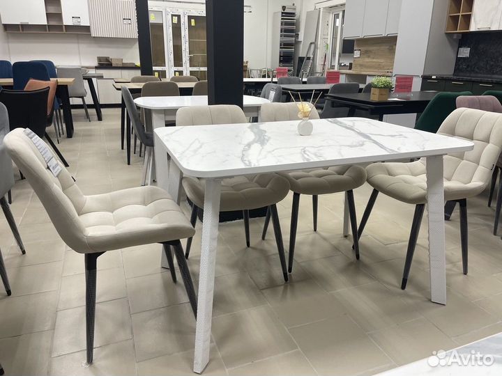 Кухонный стол дублин белый мрамор
