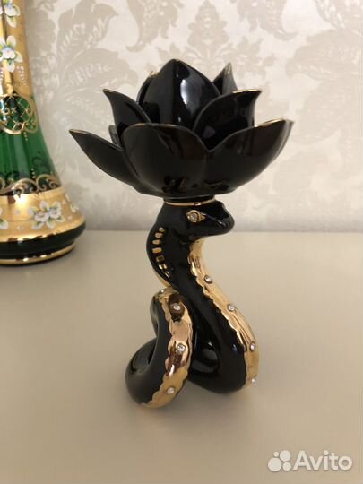 Фарфоровый подсвечник статуэтка змея