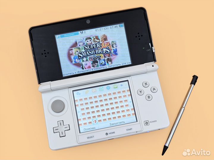 Nintendo 3DS белая, 200 игр, 128 Gb