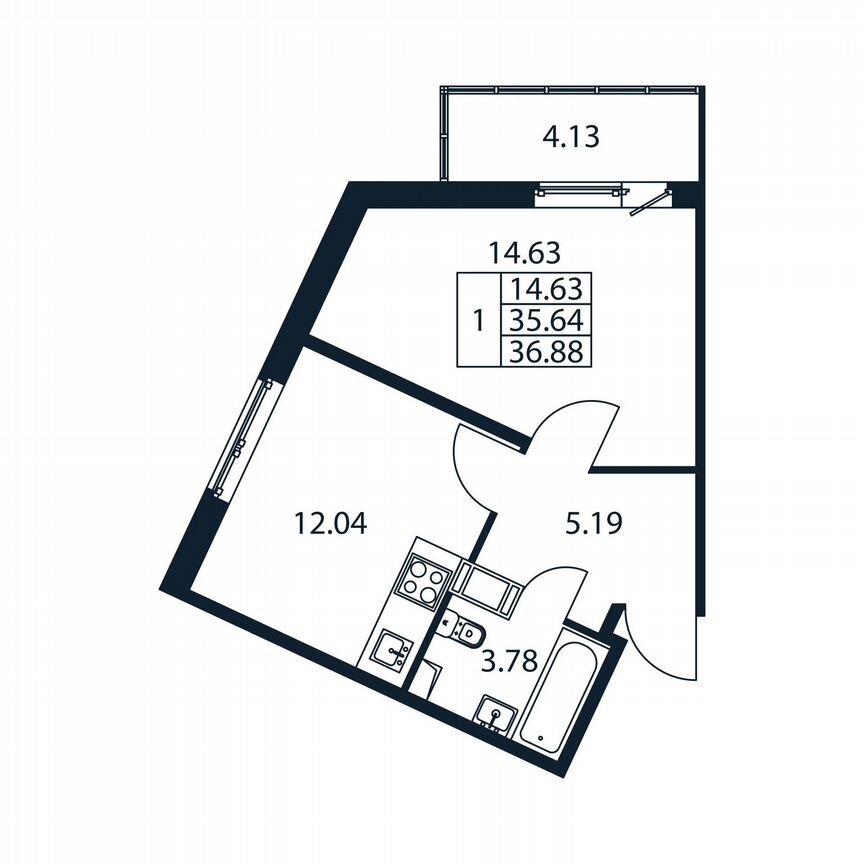1-к. квартира, 39,8 м², 8/12 эт.