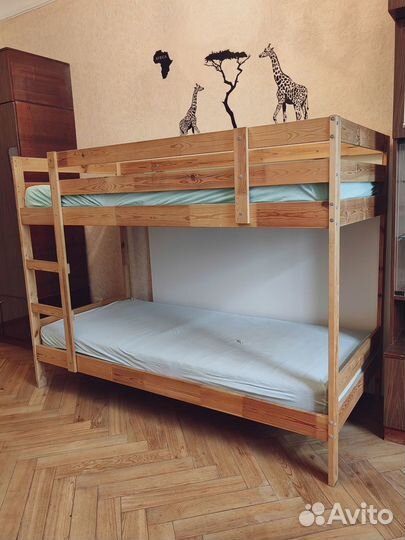 Двухъярусная кровать деревянная IKEA