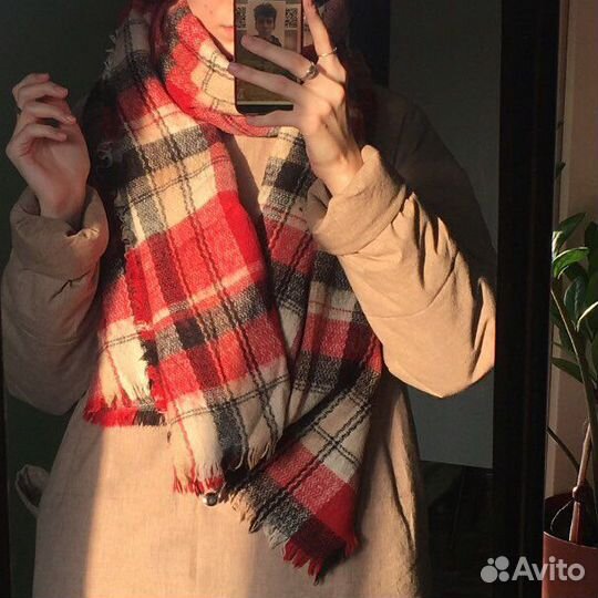 Шарф теплый клетчатый