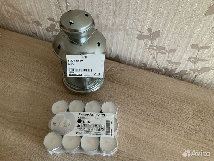 Фонарь-подсвечник IKEA Rotera с набором свечей (24